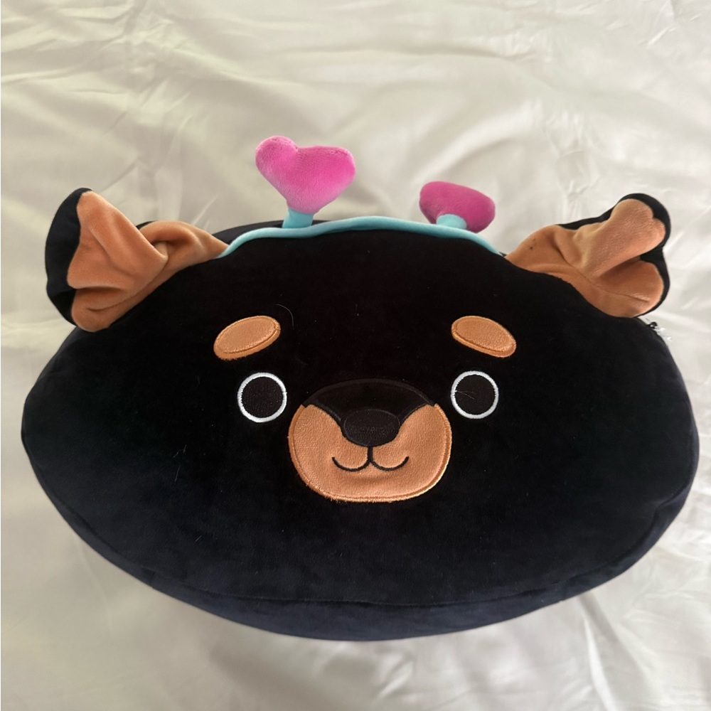Squishmallows stackable Black and Brown Bear with Pink Hearts